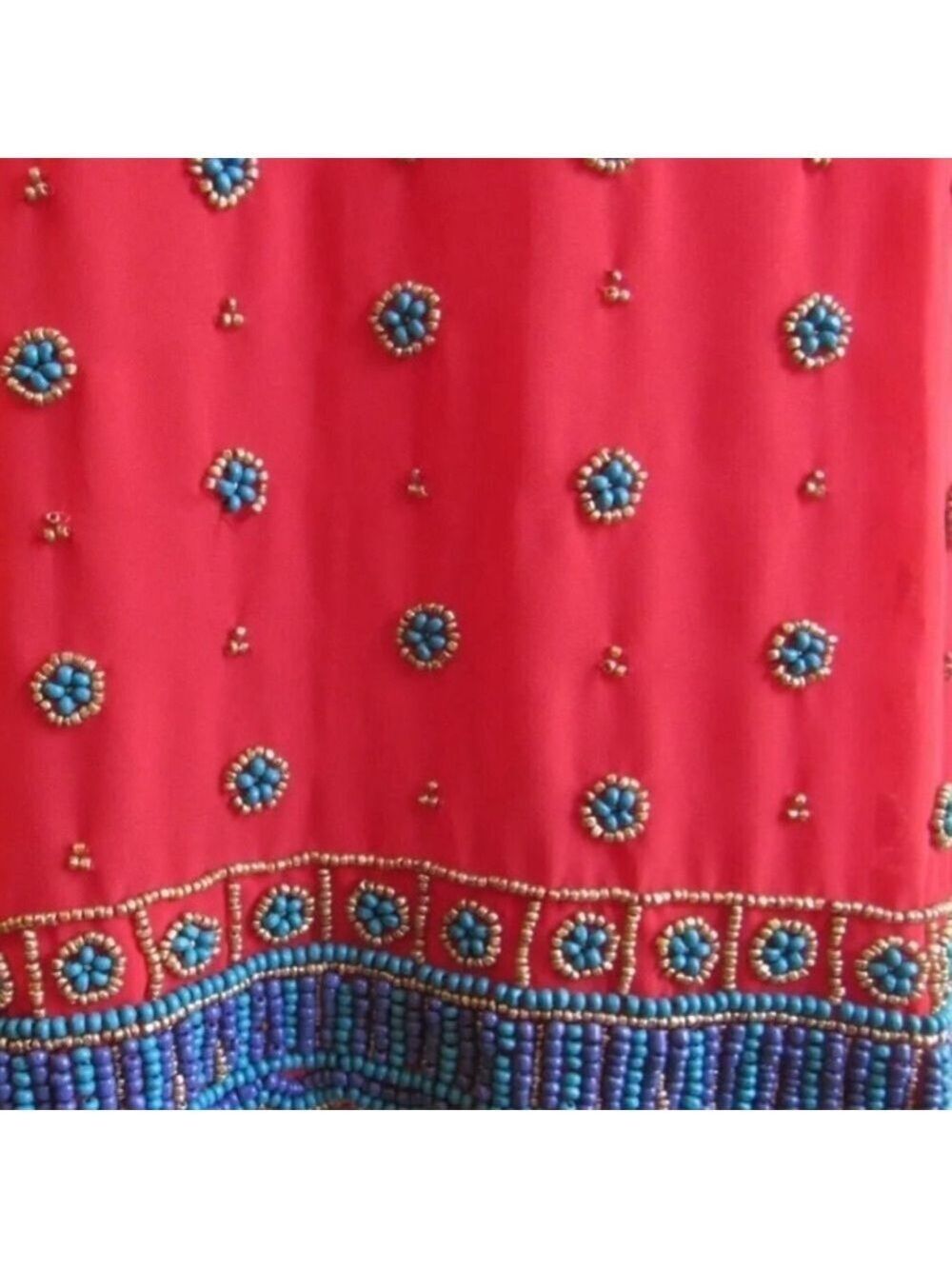 Soft Surroundings Label Noir Casablanca Red Beaded Hippie Tunic Size Lar… - Picture 2 of 11